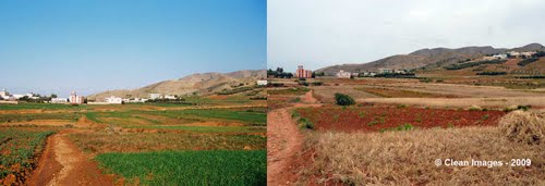 Anoual/Ifkharen - view from Anoual. Same location, 2 pictures, different seassons